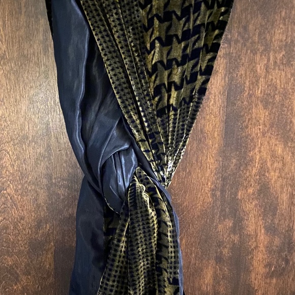 Black and Gold Silk Scarf - Picture 1 of 6
